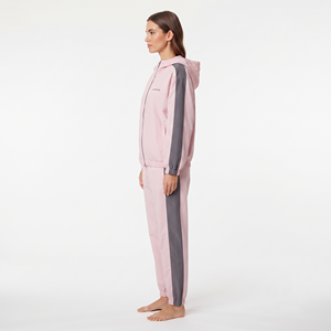 Women's Oversize Full <b>Zip</b> Cropped Tracksuit Set Long Sleeve Contrast Sweatshirt Side Stripe Drawstring Pants with Pockets - Product Image 4