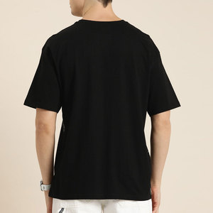 T-shirt en coton tricoté lourd 240 g/m² coupe ample 100 % coton, col rond, logo personnalisé, haute qualité, manches courtes formelles pour homme, anti-boulochage - Product Image 2