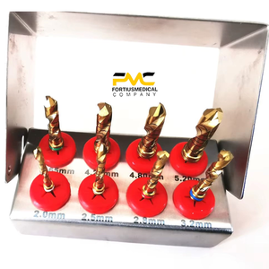 Kit de forets pour implants dentaires, ensemble de huit pièces, outils chirurgicaux avec nouvelle irrigation externe, plaqué or et porte-fraise gratuit - Product Image 5