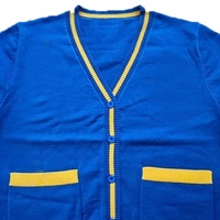 Cardigan tricoté pour femme Wide Greek House, col en V, manches longues, couleur contrastante, style vintage, respirant, broderie hivernale