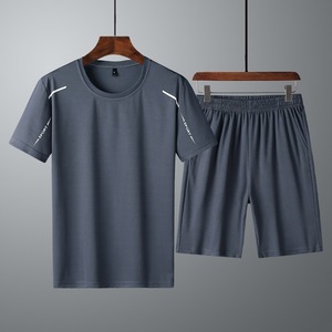 High Quality Quick Dry Short Sleeved Summer Thin Top Loose Fitting Running Breathable Men Short <b>Set</b> - Product Image 1