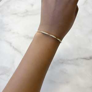 Diamond Solitaire Bangle Round Lab Grown 10k 14K <b>Solid</b> Gold Push Clasp With Safety Latch Everyday Wear Stacking Jewelry <b>Bracelet</b> - Product Image 2