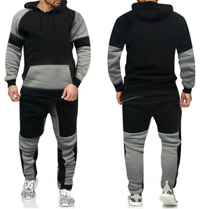 Conjunto Deportivo Informal con Capucha y Bloques de Color Gris para Hombre, Manga Larga, con Bolsillos Laterales, Ropa Deportiva para Otoño - Product Image 2