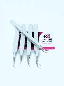 Pince à cils droite en acier inoxydable gris clair avec revêtement en poudre, poignée diamantée 45, vente en gros GETUP BROSONS IMPEX GBI-EET-1460 - Product Image 4
