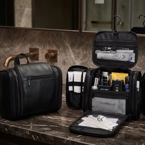 Genuine Leather <b>Toiletry</b> <b>Bag</b> Mens Dopp Kit Shaving Wash <b>Bag</b> Travel Cosmetic Pouch <b>Large</b> Organizer Custom Logo TYG-0134 - Product Image 1