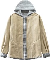 Vente en gros de chemises en toile à carreaux unisexes, vestes softshell doublées de polaire, vestes à rayures boutonnées en sherpa, vestes à capuche à col montant, streetwear