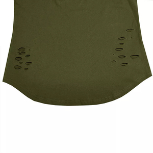 Camiseta de Moda para Hombre, Estilo Vintage, Desgastada, Informal, de Algodón, con Rasgaduras, Talla Grande - Product Image 5
