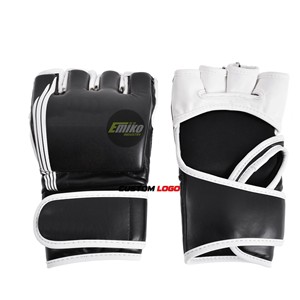 Gants de boxe Emiko personnalisés en cuir PU à demi-doigts avec sangle de poignet Velcro – Nouveauté 2026 pour l'entraînement de MMA et les arts martiaux - Product Image 1