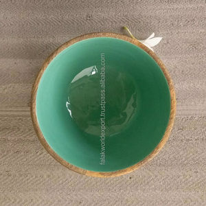 Decoración Rústica para el Hogar, Tazón de Madera de Olivo Hecho a Mano de Estilo Africano con Detalles Intrincados de Hueso de Falak World Export - Product Image 1