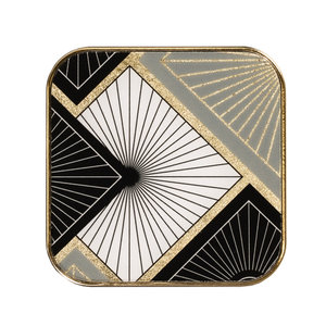 Sous-verre en métal noir et or élégant, design de créateur, pour la présentation sur table, le service des invités, le café, le thé, les boissons et les repas à domicile, en provenance d'Inde. - Product Image 2