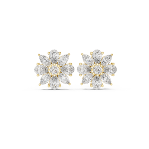 ต่างหูยาวประดับเพชรโมอิสสีทอง10K ประดับเพชรสีเงินเข้ม - Product Image 4