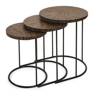 Modern Industrial Metal Nesting Coffee Table Set with Strong Powder Coated Frame for Stylish Living Spaces - Product Image 1
