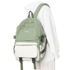 Sac à dos en toile crème personnalisé avec impression en relief et accents en cuir véritable marron, design minimaliste, usage quotidien, 80g - Product Image 3