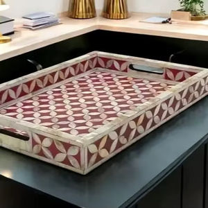 Nouveau plateau de service élégant et décoratif en os incrusté, durable, écologique, de luxe, fait main, fabricant et exportateur en gros - Product Image 1