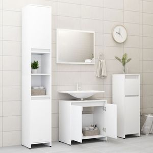 Set di mobili da bagno in legno ingegnerizzato bianco 3 pezzi - Product Image 4