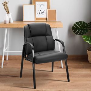 Chaise de conférence en similicuir avec accoudoirs rembourrés pour le bureau, la réception et la maison - Product Image 3
