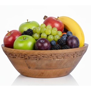 Aqdus Saleem pour Bol à Fruits Traditionnel en Bois Torsadé en Spirale |   Bols en bois faits à la main pour table, Inde, vente en gros - Product Image 2