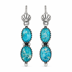 Boucles d'oreilles clous en turquoise cuivrée bleue, style bohème western, bijoux fantaisie pour femmes, style sud-ouest - Product Image 5