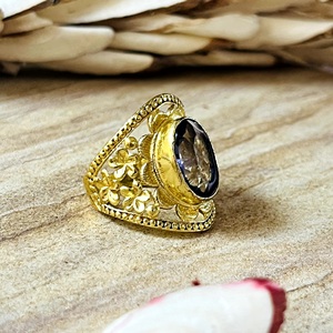 2026 Latest Design Boho Floral Amethyst <b>Ring</b> Tribal Brass <b>Rings</b> Women 18k Gold Plated Filigree <b>Statement</b> Jewelry Wholesale/OEM - Product Image 4