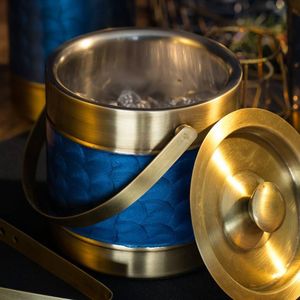 Classic polished brass ice bucket with strong handle perfect for <b>serving</b> ice cubes at events and gatherings - Product Image 1