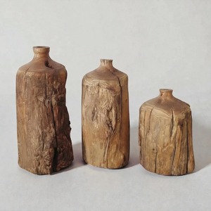 Handmade Rustic Wooden Vases Minimalist Unique Wood Decorative Vase Wabi Sabi Japanese Style Solid Wood Shelf Decor Artistic Pot - Product Image 4