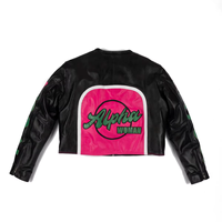 Alpha | Kapa |   Blouson en cuir pour femme Alpha Sorority, style motard, avec fermeture éclair frontale, pour la course et la moto