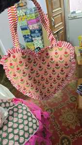 Bolso de mano de algodón con forma de corazón para mujer, bolso de mano con cremallera a la moda para primavera, otoño, verano, playa, viajes, regalo del Día de San Valentín - Product Image 3