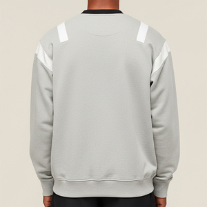 Sweat-shirt à col rond en molleton 100% coton, surdimensionné, avec fermeture éclair, panneaux cousus, broderie personnalisée du logo, idéal pour l'hiver, avec appliqué - Product Image 2