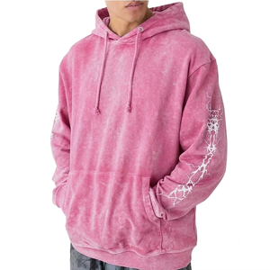 Sweat-shirts à capuche pour hommes de haute qualité, en coton tissé tie-dye, avec fermeture éclair, manches régulières, poche, style décontracté d'automne - Product Image 3