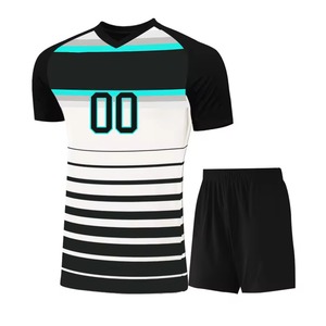 Ensemble d'uniformes de volley-ball de haute qualité, col en V, manches courtes, polyester, kit d'uniformes de volley-ball par sublimation avec nom et numéro - Product Image 2