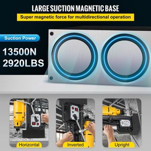 Portable Electric 1200W <b>Magnetic</b> <b>Drill</b> Press Machine 9/10 Inch (23mm) Boring Diameter 2920 Lbs <b>Magnetic</b> Force 500RPM Drilling - Product Image 4
