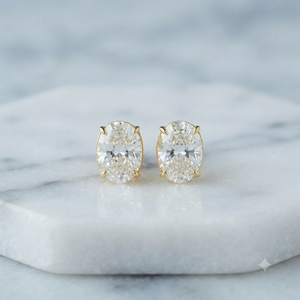 Women's Fashion Jewelry 925 Silver Gold Plated Custom Oval Solitaire CVD Lab Grown Diamond Classic Engagement <b>Fine</b> Stud <b>Earrings</b> - Product Image 3