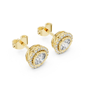 exquisite bezel halo round cut diamond <b>stud</b> <b>earrings</b> in solid gold handcrafted luxury <b>fine</b> jewelry for women brides and gift - Product Image 6