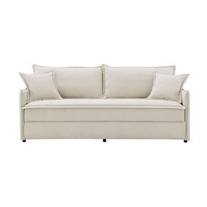 Divano Letto Componibile Elisea in Tessuto Beige con 2 Cuscini Decorativi, Comodi Divani Letto - Product Image 4