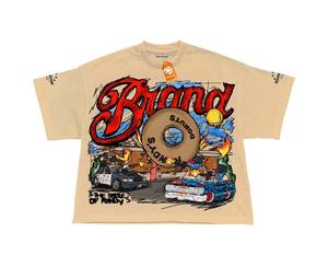 Camiseta Oversize Cropped Boxy de Algodón 100% Personalizada con Corte y Costura, Estilo Streetwear, Dobladillo Cóncavo, Lavado Ácido, Gráfico Vintage y Transpirable - Product Image 5