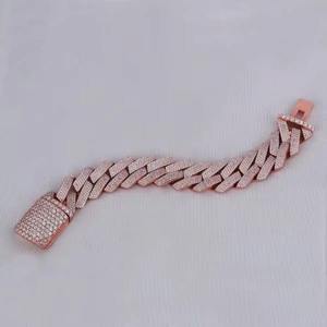 Luxury Rose Gold Plated Diamond Chain Link <b>Bracelet</b> Round Brilliant Cut Pave Setting Geometric Unisex Everyday Wear - Product Image 2