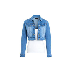 <b>Women</b> Ultra Cropped Denim Jacket Light Wash Short Jean <b>Coat</b> Sexy Shrug Denim Jacket Chic Streetwear Cropped Trucker Jacket Oem - Product Image 4