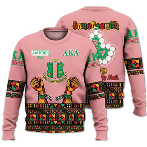 Sweat-shirt polaire unisexe brodé coupe-vent Alpha pour l'hiver, décontracté, rose et vert, style universitaire - Product Image 4