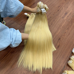 Extensiones de Cabello Humano Virgen Vietnamita Hiproviet, Color Rubio 613, de Primera Calidad, 100g, Doble Trama a Máquina, Textura Lisa, Alto Brillo - Product Image 4