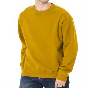 Sudadera de cuello redondo verde sólido para hombre, corte regular, 100% algodón, felpa francesa, estilo casual para invierno - Product Image 2