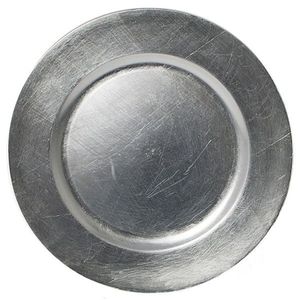 Assiettes de présentation élégantes en argent brossé, vente en gros, sous-assiettes métalliques vintage pour la décoration de tables de mariage, événements et fêtes - Product Image 1