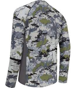 เสื้อแรชการ์ดแขนยาวลายพรางสำหรับผู้ชาย ระบายอากาศได้ดี แห้งเร็ว ผลิตจากโพลีเอสเตอร์ผสมคอตตอน ป้องกันแสงแดด UPF 50+ - Product Image 2