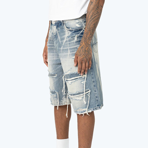 Hot Selling High Street Best Fashion Elastic Waist <b>Men</b> Denim Shorts High Quality Custom Design and Logo Printed <b>Men</b> Denim Short - Product Image 5