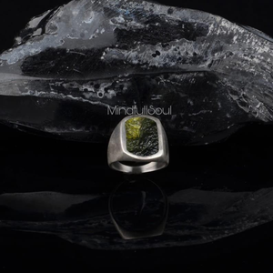 Exclusive Authentic Moldavite <b>Ring</b> for <b>Men</b> | Raw Gemstone Sterling <b>Silver</b> <b>Ring</b> | Certified Boho Statement Jewelry Gift | 2026 - Product Image 3