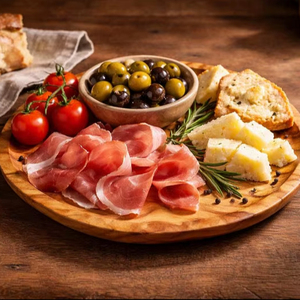 Olive Wood Polished Classic Round Dinner Plate with Customized Logo Packing <b>for</b> <b>Small</b> Appetizers Party Use - Product Image 1