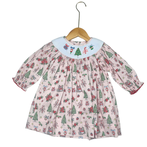 Robe smockée pour bébés filles, tissu coton jaune, manches courtes, personnalisation de votre logo et de votre design, smockage à la main, du 3 mois au 10 ans. - Product Image 1