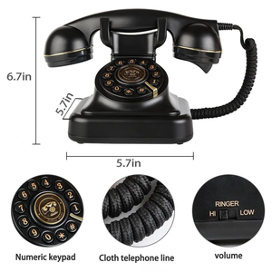 Teléfonos Fijos Clásicos Retro Antiguos, <span class=keywords><strong>Teléfono</strong></span> con Cable Retro de Dial Giratorio para Bodas, Libro de Visitas de Audio, Grabación - Product Image 3