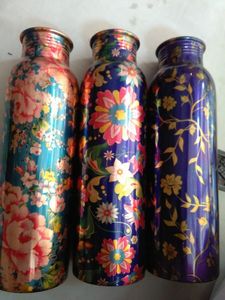 Copper Water Bottle With Bohemian Design Portable Travel Use - Product Image 5