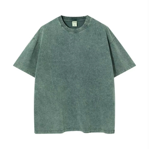 Camiseta Casual de Algodón 100% con Logotipo Personalizado Bordado, Diseño Oversize con Lavado Ácido, Manga Corta para Hombre, Patrón Sólido, Tejido de Punto - Product Image 6