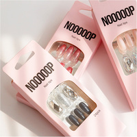 [EVERBIO] NOOOOOP NAIL TIP – Kit de faux ongles réutilisables à presser avec motifs brillants et languettes adhésives pour manucure DIY